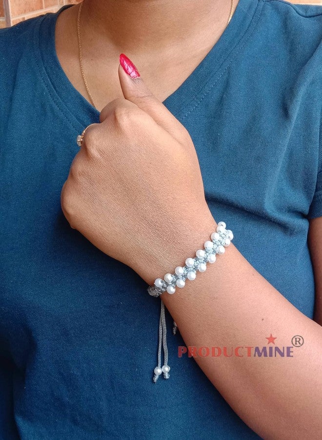 PRODUCTMINE سوار معصم قابل للتعديل مصنوع يدويًا من PRODUCTMINE®، سوار صداقة للنساء، لطيف على البشرة - رمادي - Image 5