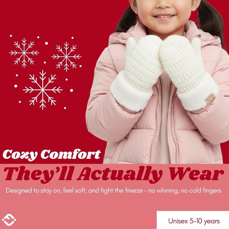 Funky Junque Kids Mittens – Thermal Knit Fleece Lined Winter Gloves for Boys & Girls Ages 5–7, Soft Cozy Cold Weather Wear - Image 5