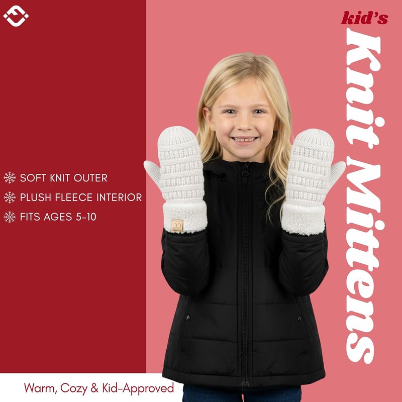 Funky Junque Kids Mittens – Thermal Knit Fleece Lined Winter Gloves for Boys & Girls Ages 5–7, Soft Cozy Cold Weather Wear - Image 3