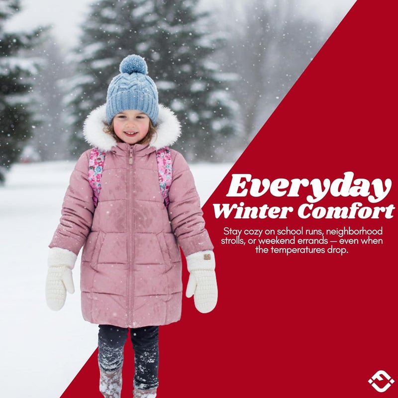 Funky Junque Kids Mittens – Thermal Knit Fleece Lined Winter Gloves for Boys & Girls Ages 5–7, Soft Cozy Cold Weather Wear - Image 2