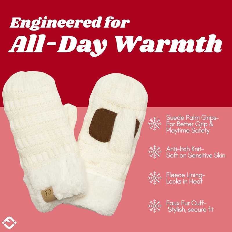 Funky Junque Kids Mittens – Thermal Knit Fleece Lined Winter Gloves for Boys & Girls Ages 5–7, Soft Cozy Cold Weather Wear - Image 4