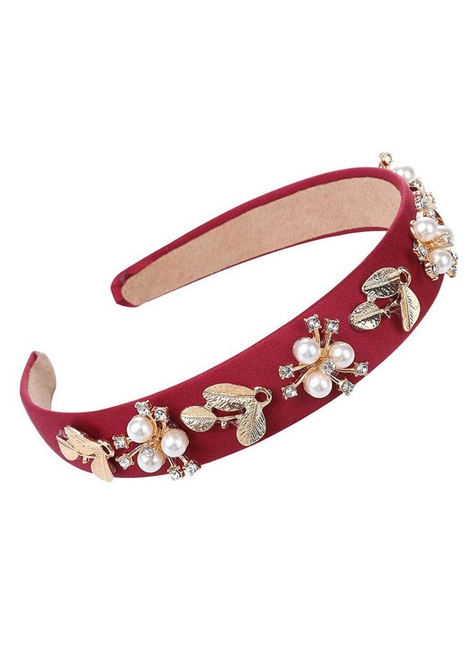 Teensery Fashion Wideedge Headband Crystal Rhinestone Pearl Hair Hoop Hairband Hair Accessories For Women And Girls (Style 1)  - Image 1