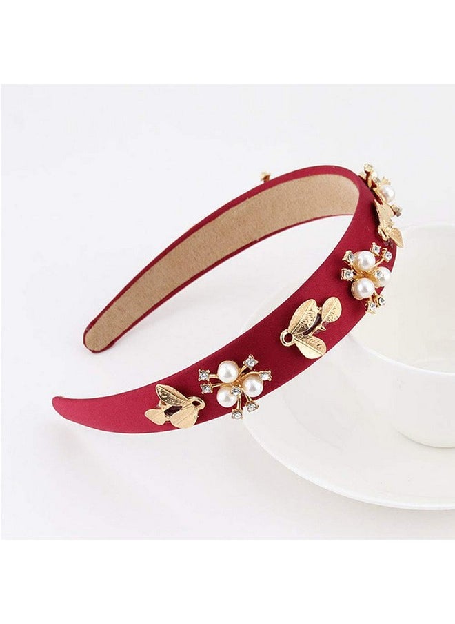 Teensery Fashion Wideedge Headband Crystal Rhinestone Pearl Hair Hoop Hairband Hair Accessories For Women And Girls (Style 1)  - Image 2