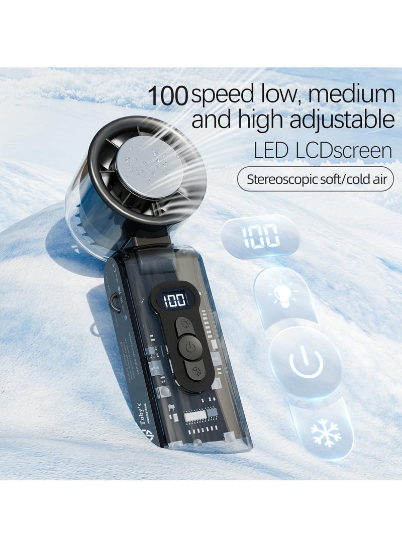 Toby's Toby’s High-Speed Folding Refrigeration Fan ICE FAN-06 Black with 3600mAh Battery, LED Digital Display, 360° Spiral Airflow, Strong Wind Power, Outdoor Portable Multiple Function Fan - Image 5