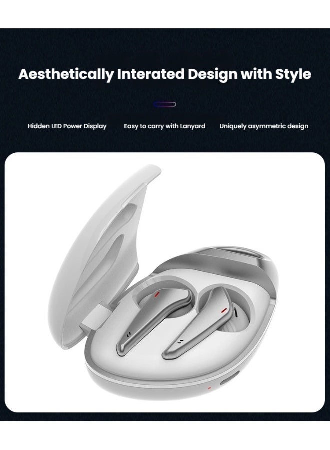 سماعات الأذن اللاسلكية البيضاء الحقيقية بلوتوث مع حالة الشحن والحزام - Image 2