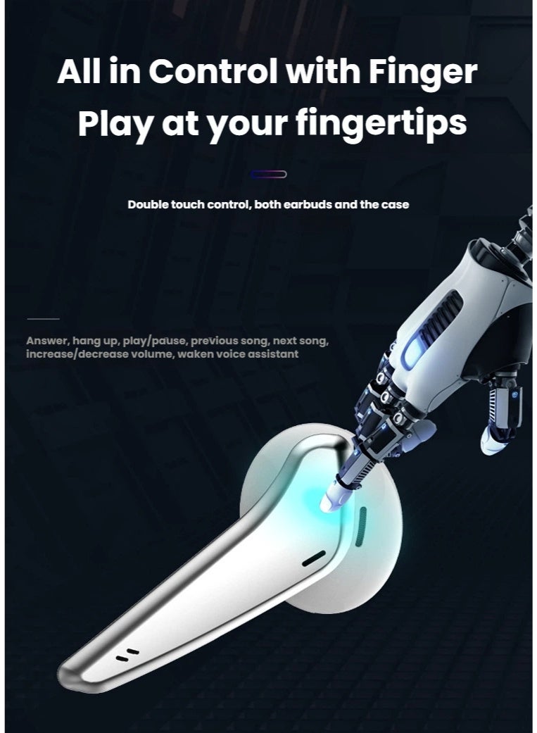 سماعات الأذن اللاسلكية البيضاء الحقيقية بلوتوث مع حالة الشحن والحزام - Image 5