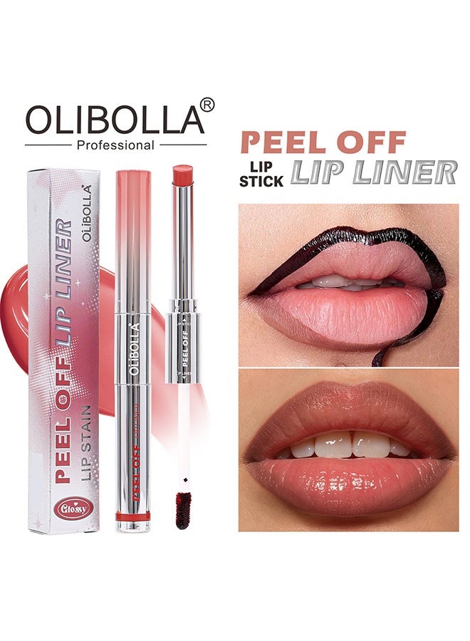 OLIBOLLA Peel Off Lip Liner Stain, Long Lasting Waterproof Tear Off Lip Tint, Non Transfer Lip Makeup 01# - Image 1
