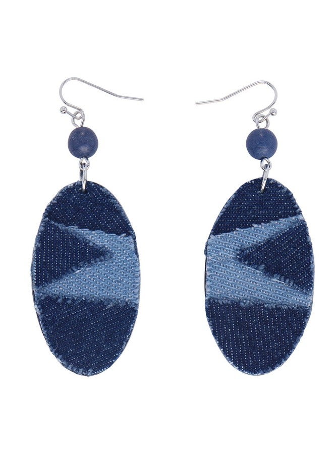 Coiris Denim Leather Earrings Pendantbohemian Teardrop Geometric Lightweight Dangle Drop Earrings（Er1201） - Image 1