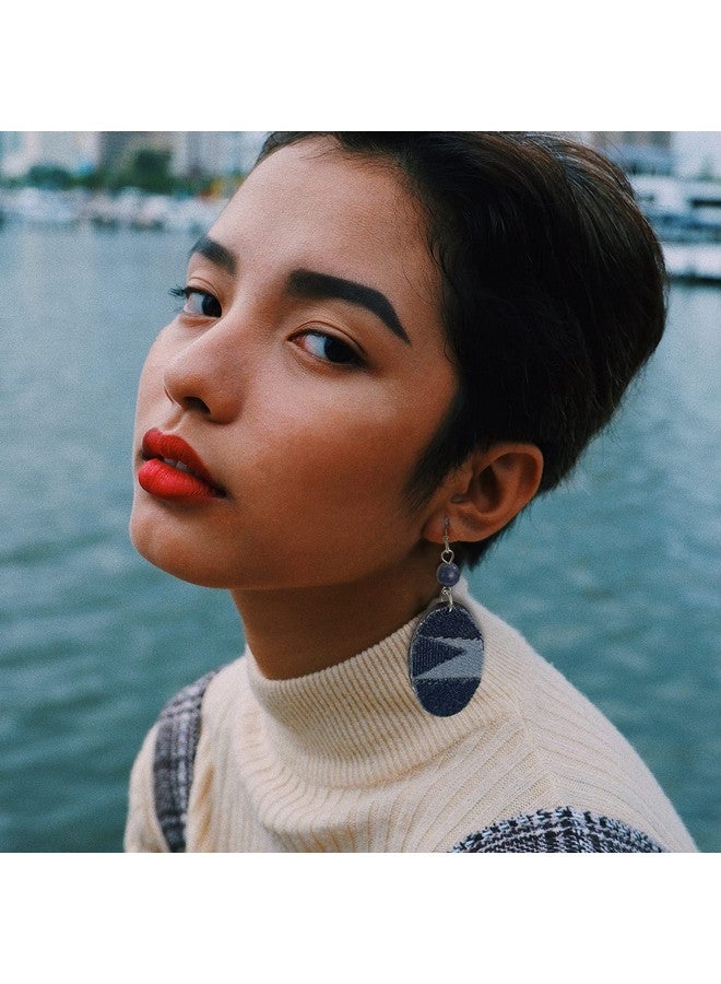 Coiris Denim Leather Earrings Pendantbohemian Teardrop Geometric Lightweight Dangle Drop Earrings（Er1201） - Image 2