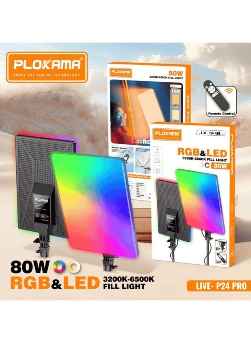 PLOKAMA High-Performance RGB Panel Fill Light PLOKAMA LIVE P24 Pro – Customizable for Any Scene - Image 4