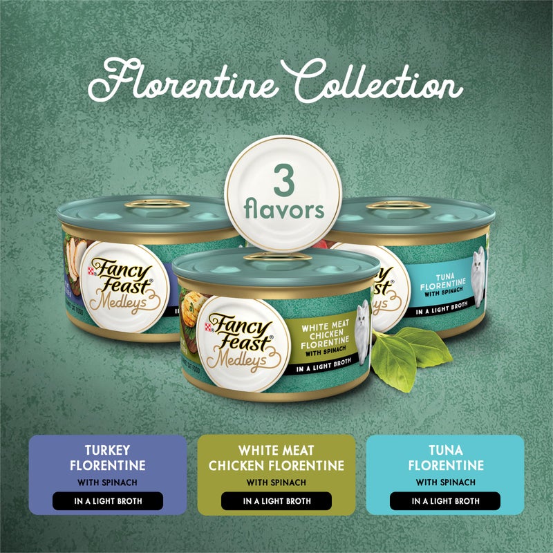 Fancy Feast Purina Fancy Feast Wet Cat Food Medleys Florentine Wet Cat Food Variety Pack - (2 Packs of 12) 3 oz. Cans - Image 2