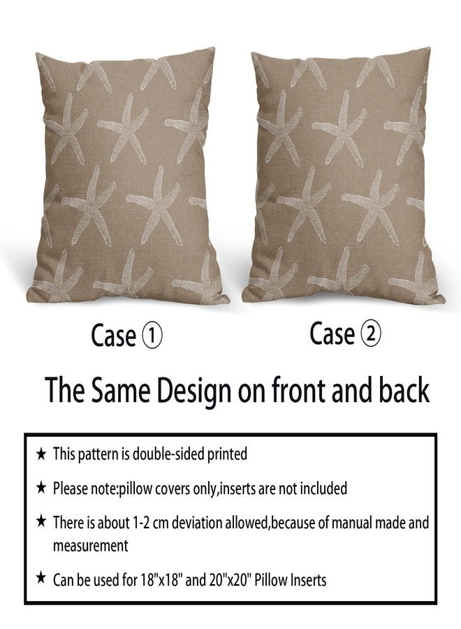 aportt Tan Brown Starfish Pillow Covers 18X18 Inch Coastal Beachy Nautical Couch Pillow Cases Vintage Farmhouse Rustic Throw Pillows Set of 2 Home Decor for Living Room Bedroom Bed Cushion Outdoor - Image 5