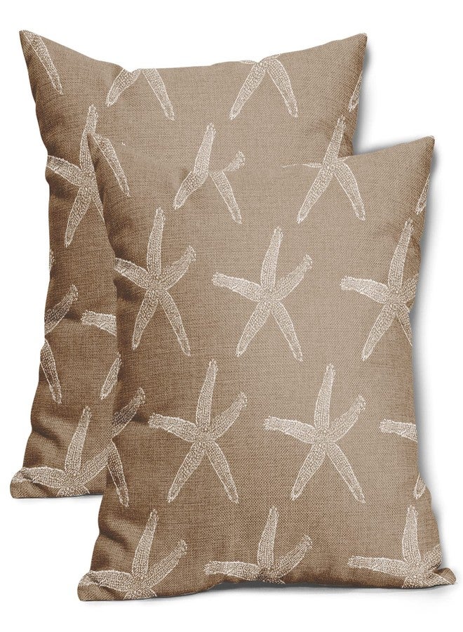 aportt Tan Brown Starfish Pillow Covers 18X18 Inch Coastal Beachy Nautical Couch Pillow Cases Vintage Farmhouse Rustic Throw Pillows Set of 2 Home Decor for Living Room Bedroom Bed Cushion Outdoor - Image 2