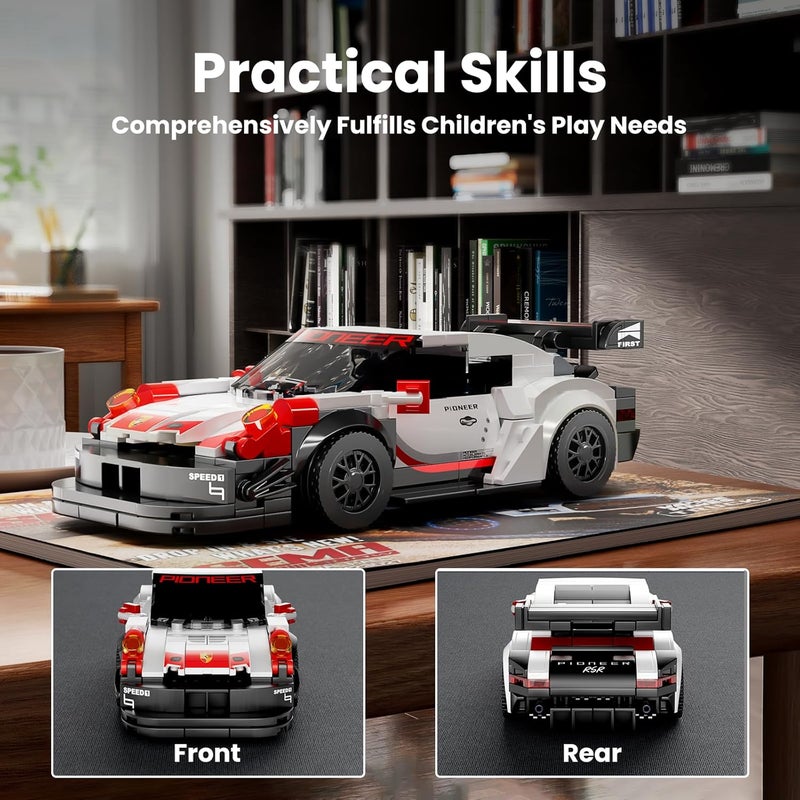 mould king Speed Champions 911 Carrera RSR Super Car Building Kit with Acrylic Display Case,27010 Collectible Model Car Kits, Building Blocks Kit Racing Toy Cars for Adult Kids 8+(349 PCS) - Image 5