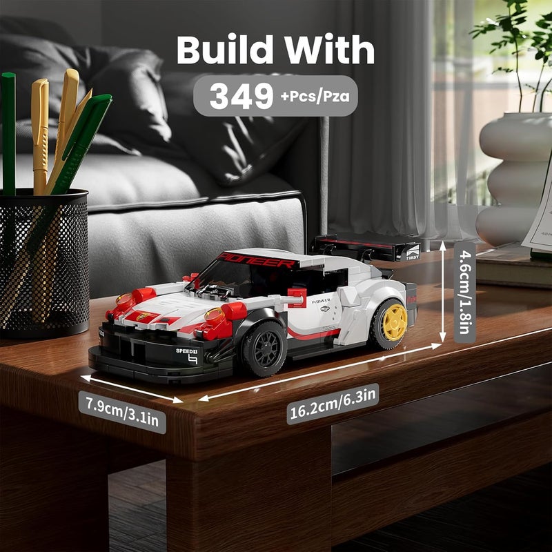 mould king Speed Champions 911 Carrera RSR Super Car Building Kit with Acrylic Display Case,27010 Collectible Model Car Kits, Building Blocks Kit Racing Toy Cars for Adult Kids 8+(349 PCS) - Image 2