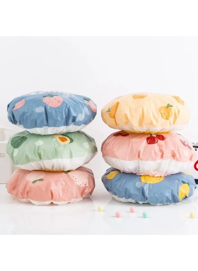 2-Piece Waterproof Shower Cap Set – Flexible Shower Cap for Hair Protection – Cute Fruit Design and Comfortable for Everyday Use - Image 3