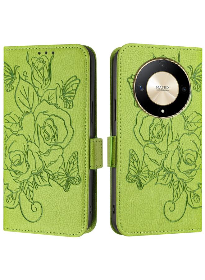 S-TOP Case For Honor X9b 5G / Magic6 Lite 5G Embossed Rose RFID Anti-theft Leather Phone Case - Image 2