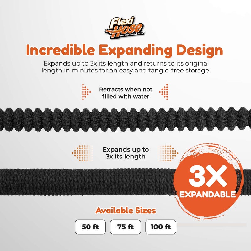Flexi Hose Lightweight Expandable Garden Hose, 25FT -Retractable Garden Hose, Water Hose - No-Kink Flexibility, 3/4 Inch Solid Brass Fittings and Double Latex Core - Image 2