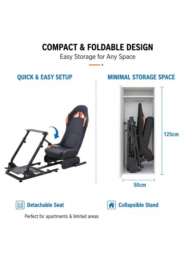 FlashHawk Racing Wheel Stand with Seat, Racing Gaming Chair Driving Cockpit for All Logitech G923 | G29 | G920 | Thrustmaster | Fanatec Wheels | Xbox One, PS4, PC Platforms - Image 4