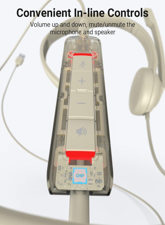 نوبو سماعة رأس NUBWO HW02 USB مزودة بميكروفون وخاصية إلغاء الضوضاء ووحدة تحكم مدمجة، سماعة رأس مريحة للغاية للكمبيوتر المحمول، سماعة رأس سلكية توضع على الأذن للمكاتب ومراكز الاتصال، مناسبة لبرامج Boom وSkype وWebinars (لون المشمش) - Image 5