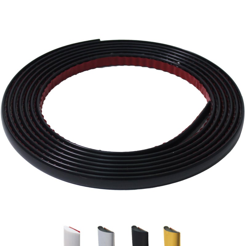 JSIWOTH 9.8 Ft Peel and Stick Wall Molding Trim, D-Shape Flexible Molding Trim Matte Black for Backsplash, Mirror, Wall, Window & Door Frames, Waterproof Self Adhesive Trim(W:0.4", T:0.1") - Image 1