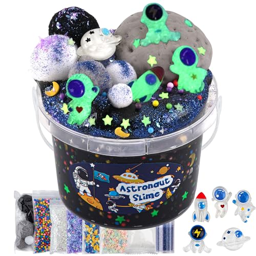 Okaybee Astronaut Galaxy Slime for Kids Big Slime Bucket with Clay Glow in The Dark Slimes Kit for Girls and Boys Ages 812 Slimes Party Favors for Birthday Easter Sensory DIY Toys - Image 1