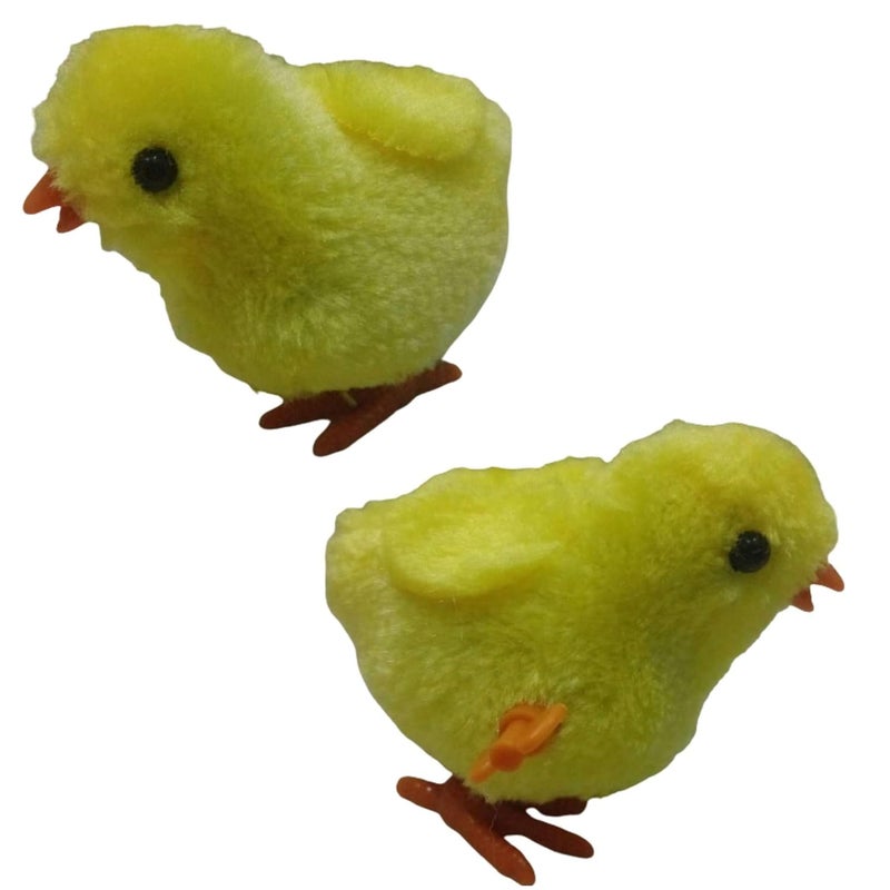 ZOKCY ® (Pack of 2 Pcs) Cute Little Chicks (Chuze) for/Wind Up Jumping Plush Cute Small Chicken/Easter Egg Baby Bird Yellow Chick Decoration/Party Favor Gag Toy/ - Image 1