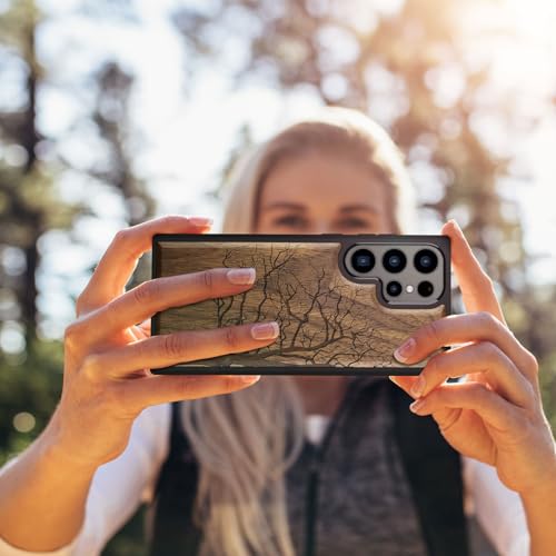Carveit Wood Case for Galaxy S24 Ultra Case [Natural Wood & Black Soft TPU] Shockproof Protective Cover Unique Wooden Design Compatible with Samsung S24 Ultra (Eternal Tree-Walnut) - Image 5