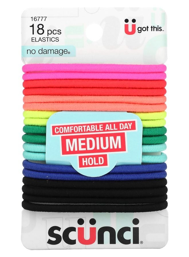 Scunci No Damage Elastics Comfortable All Day Medium Hold Assorted Colors 18 Pieces