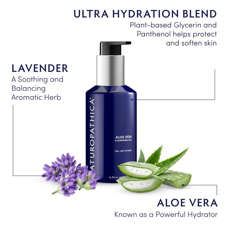 Naturopathica Aloe Vera Cleansing Gel, Facial Cleanser with Aloe Vera and Lavender, Clarifying Face Wash for Men and Women, 4.73 fl oz - Image 3