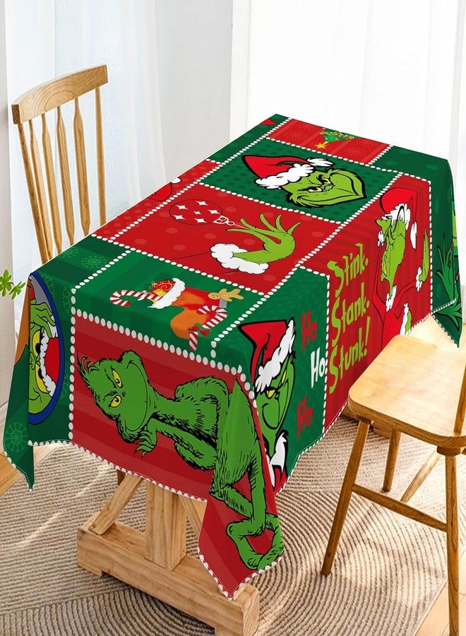 Hafangry Merry Christmas Tablecloth Green Christmas Winter Holiday Birthday Party Decoration Xmas Home Kitchen Dining Room Decor (60" x 84") - Image 1