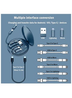 DIGI CORE 60W USB Adapter Kit Cable Card Multi-Type Charging Cable Case Convertor USB C To Lightning Type C Micro Adapter Data Transfer Contains Card Slot For Traveling Blue  - Image 3