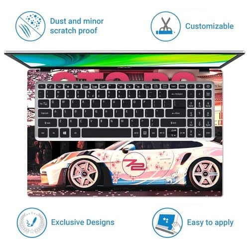 TechFit Full Body Laptop Skin Upto 15.6 inch Sticker Compatible for Dell/HP/Lenovo/Acer/Asus All Laptop Size Upto 14 to 15.6 Inch - JDM Livery Tuned Car - Image 4