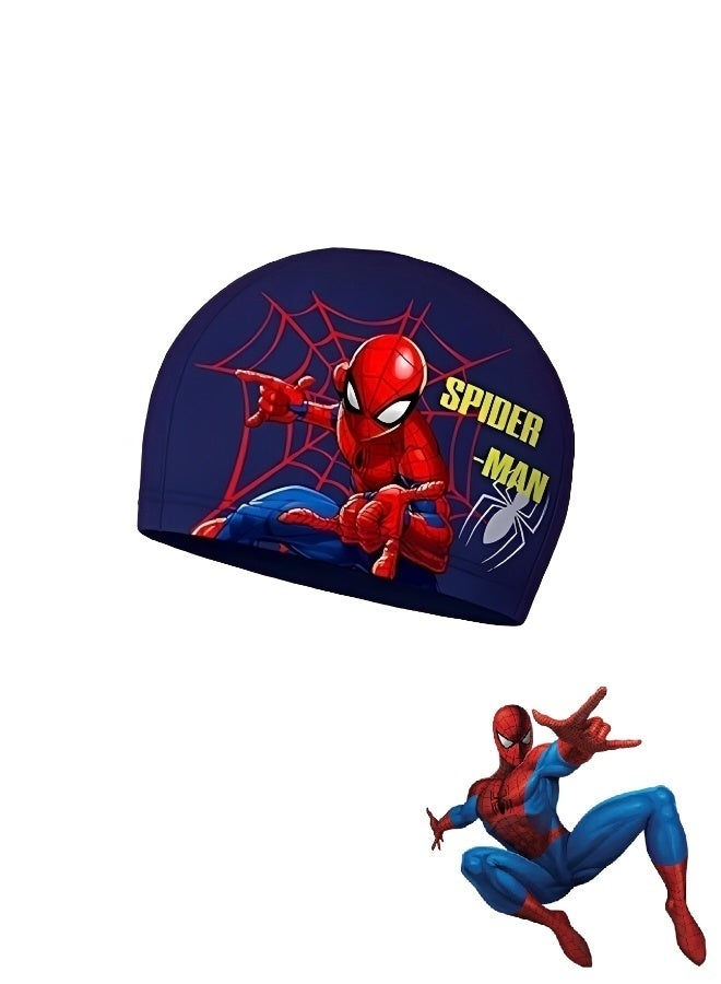 SPIDERMAN Kids Spiderman Printed Flat Silicone Swim Cap Anti-Fog UV Protection No Hair Pull Swimming Goggles Set for Boys Ages 4-7 Comfortable Pool Swimming Accessories - Image 1