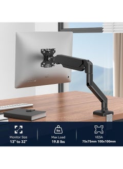 Rock Pow Sinlge Monitor Desk Mount, Adjustable Gas Spring Monitor Arm, Fits 13-32 inch Computer Monitors, Arm Holds 4.4-19.8lbs Screen  - Image 4