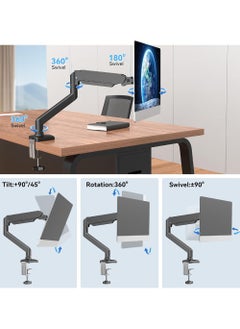 Rock Pow Sinlge Monitor Desk Mount, Adjustable Gas Spring Monitor Arm, Fits 13-32 inch Computer Monitors, Arm Holds 4.4-19.8lbs Screen  - Image 2