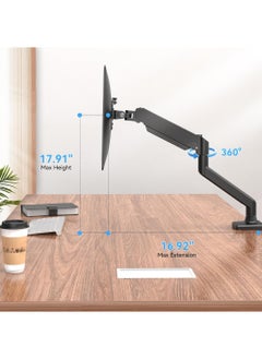 Rock Pow Sinlge Monitor Desk Mount, Adjustable Gas Spring Monitor Arm, Fits 13-32 inch Computer Monitors, Arm Holds 4.4-19.8lbs Screen  - Image 5