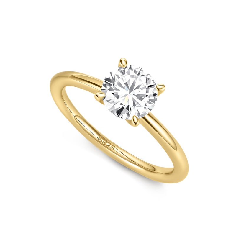 ASHINE Gold Moissanite Engagement Rings for Women 1CT Solitaire Moissanite Wedding Bands for women Promise Ring Travel Rings 925 Sterling Silver with 14K Gold Plated (Gold-6) - Image 1