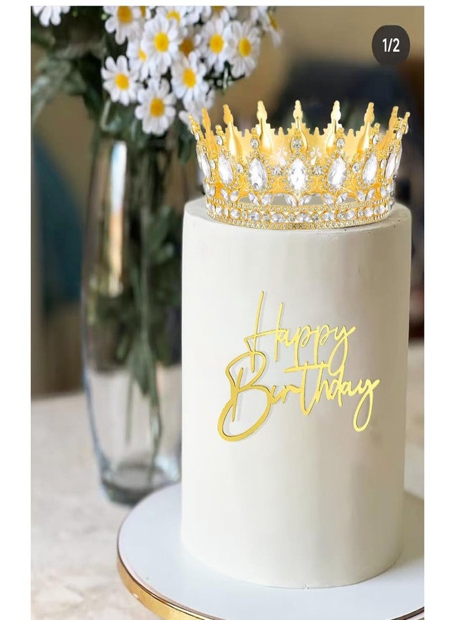 DiDida Crown Cake Topper Vintage Big Tiara Crown with Happy Birthday Sign for Women Girl Queen Princess Birthday Party - Image 4