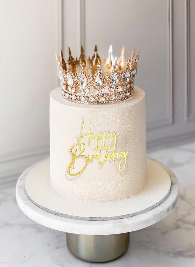 DiDida Crown Cake Topper Vintage Big Tiara Crown with Happy Birthday Sign for Women Girl Queen Princess Birthday Party - Image 3