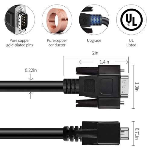 XANHAM DB9 Y Splitter 1.5 Feet 1 Male to 2 Female 9 Pin Straight Through RS232 Serial Cable Splitter, Double Shielded(Metal Braiding&AL-foil), Black, SC902MFF05 - Image 4