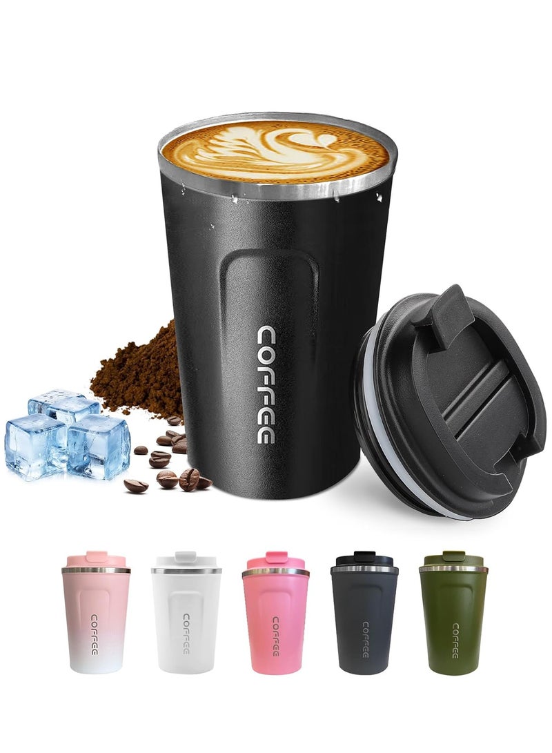 كوب قهوة للسفر سعة 510 مل، مكنسة من الفولاذ المقاوم للصدأ، يحافظ على كوب المشروبات الباردة والساخنة سعة 17 أونصة، كوب معزول مانع للتسرب للاستخدام في المنزل والمكتب والأعمال الخارجية - Image 1