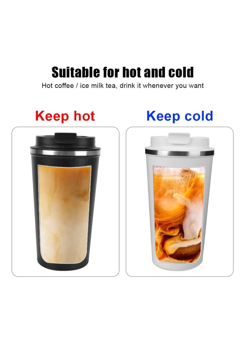 كوب قهوة للسفر سعة 510 مل، مكنسة من الفولاذ المقاوم للصدأ، يحافظ على كوب المشروبات الباردة والساخنة سعة 17 أونصة، كوب معزول مانع للتسرب للاستخدام في المنزل والمكتب والأعمال الخارجية - Image 3