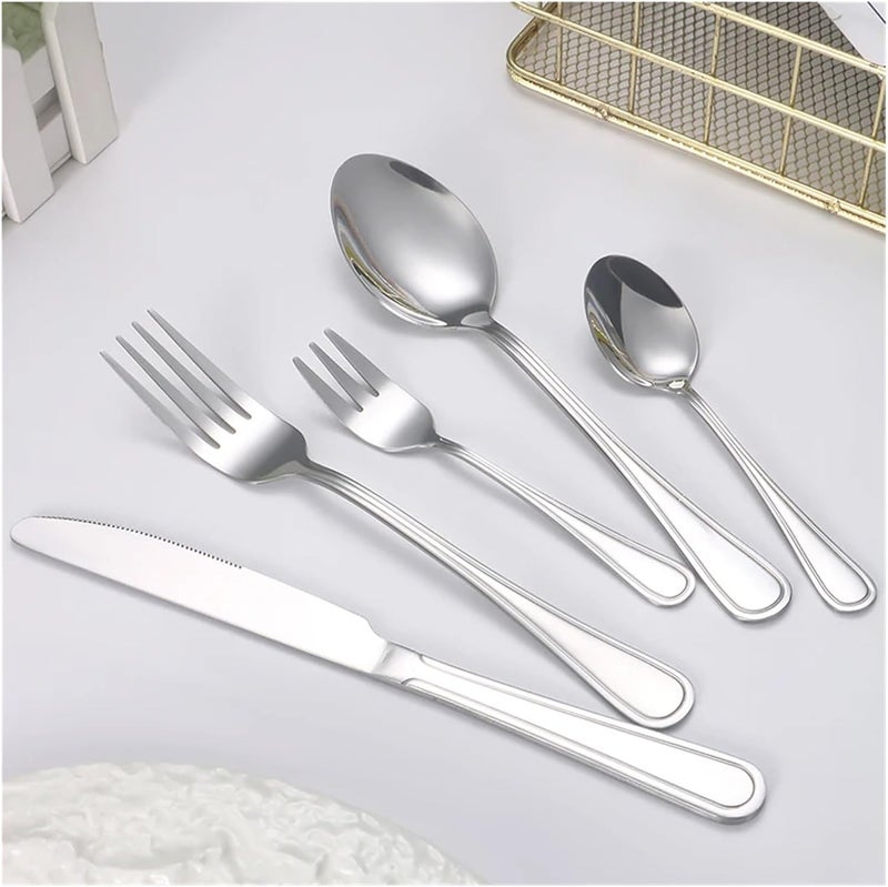 6/30pcs Stainless steel cutlery set steak knife and fork dessert and spoon high-end suitable for restaurants and hotels(16pcs silver) - Image 3