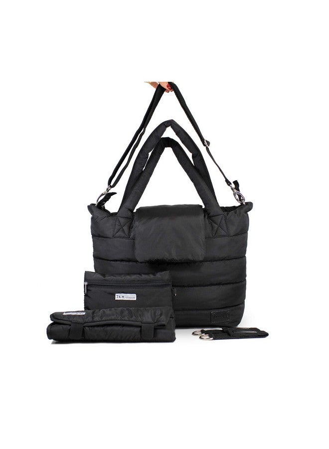 7 A.M. 7AM Voyage Baby Diaper Bag - Waterproof Capri Diaper Bag with Crossbody Straps, Multifunctional Baby Travel Bag Tote with Changing Pad & Stroller Straps | (Black) - Image 1