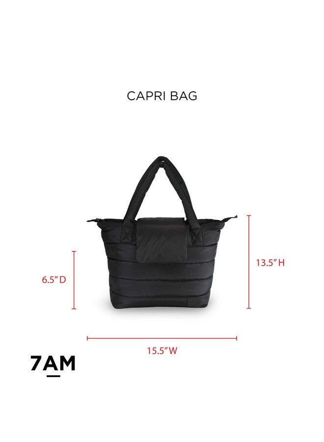 7 A.M. 7AM Voyage Baby Diaper Bag - Waterproof Capri Diaper Bag with Crossbody Straps, Multifunctional Baby Travel Bag Tote with Changing Pad & Stroller Straps | (Black) - Image 4
