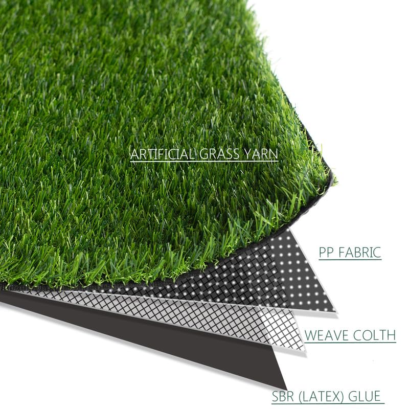 Griclner 0.7inch Realistic Indoor/Outdoor Artificial Grass/Turf Synthetic Drainage Holes Pet Faux Grass Astro Rug Carpe 4FTX6FT Indoor Outdoor Balcony - Image 5