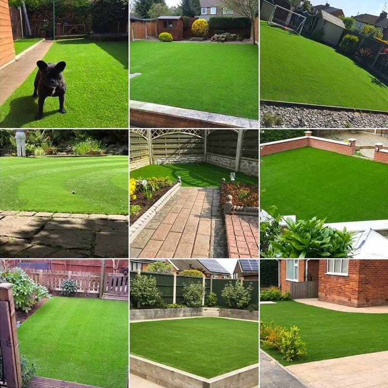 Griclner 0.7inch Realistic Indoor/Outdoor Artificial Grass/Turf Synthetic Drainage Holes Pet Faux Grass Astro Rug Carpe 4FTX6FT Indoor Outdoor Balcony - Image 2