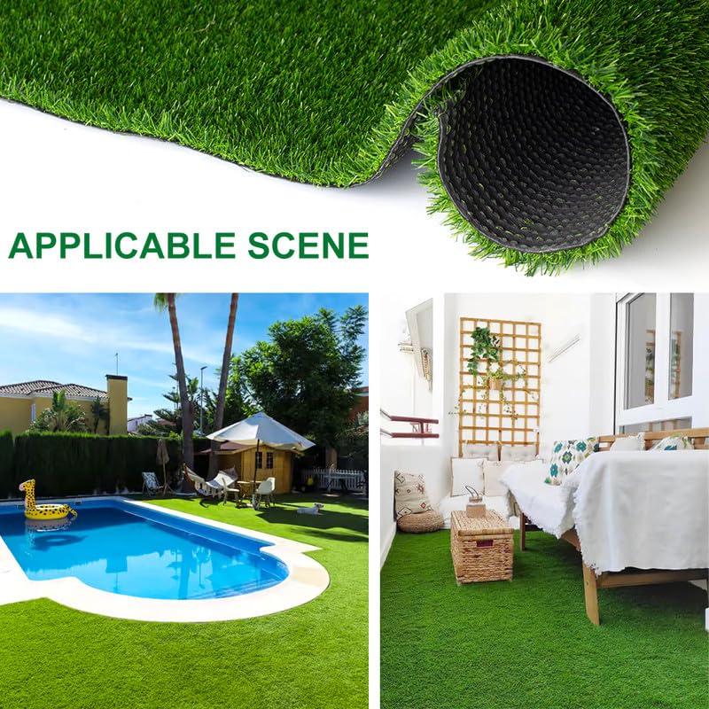 Griclner 0.7inch Realistic Indoor/Outdoor Artificial Grass/Turf Synthetic Drainage Holes Pet Faux Grass Astro Rug Carpe 4FTX6FT Indoor Outdoor Balcony - Image 3