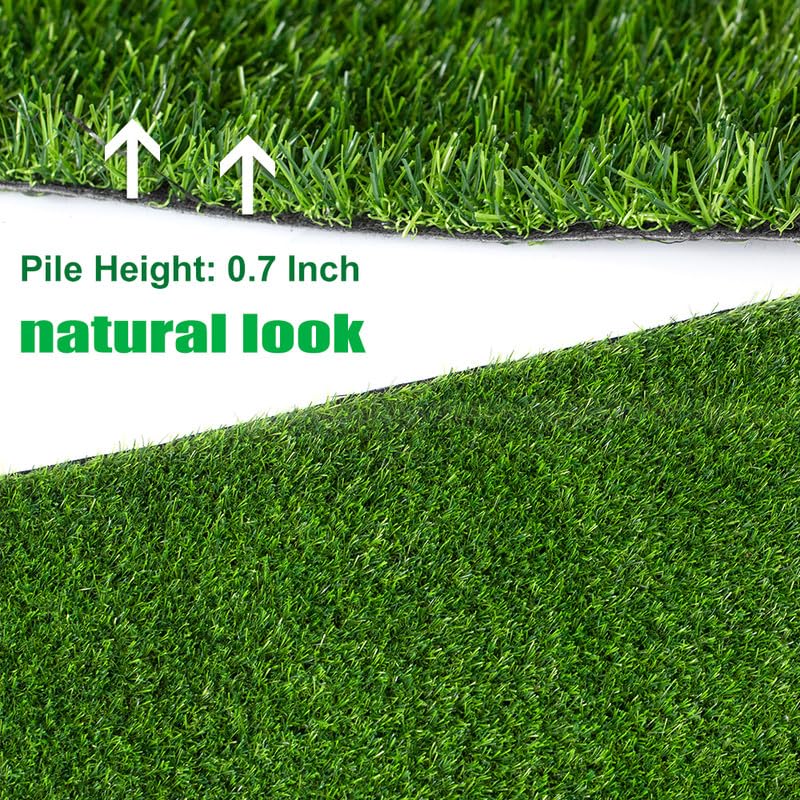Griclner 0.7inch Realistic Indoor/Outdoor Artificial Grass/Turf Synthetic Drainage Holes Pet Faux Grass Astro Rug Carpe 4FTX6FT Indoor Outdoor Balcony - Image 4